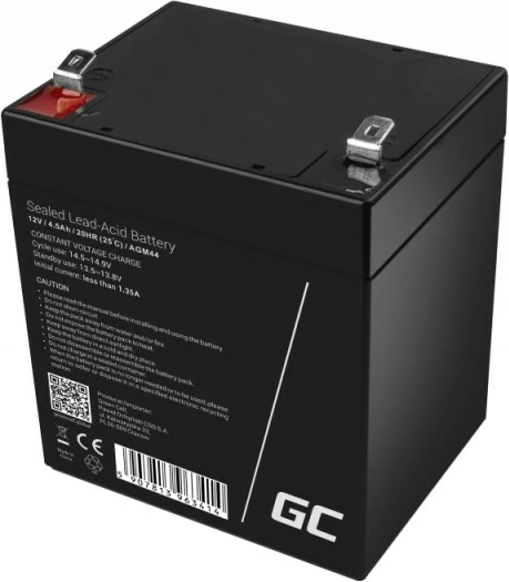 Baterija za UPS 12V 4,5 Ah, črna - Green Cell AGM44 (VRLA)
