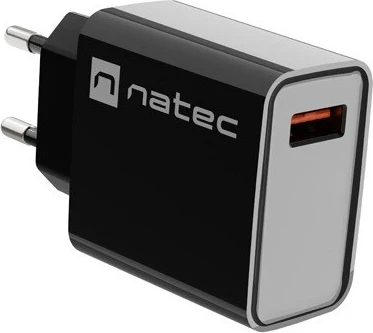 Hiter polnilnik USB-A 18W, črn Natec Ribera