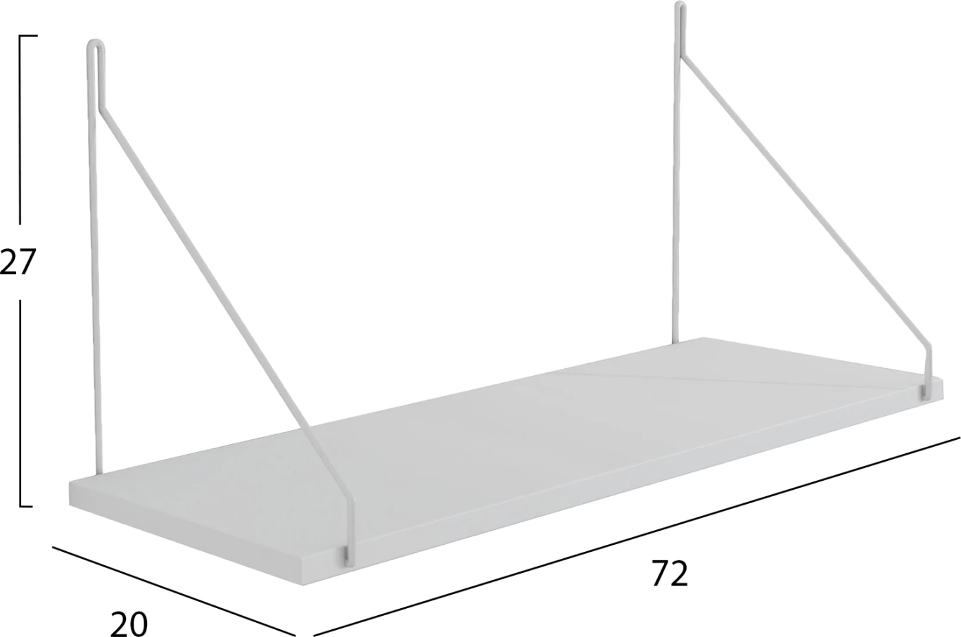 Stenska polica AGILAN FH9183.15 melamin v beli-beli kovini 72x20x27Hcm