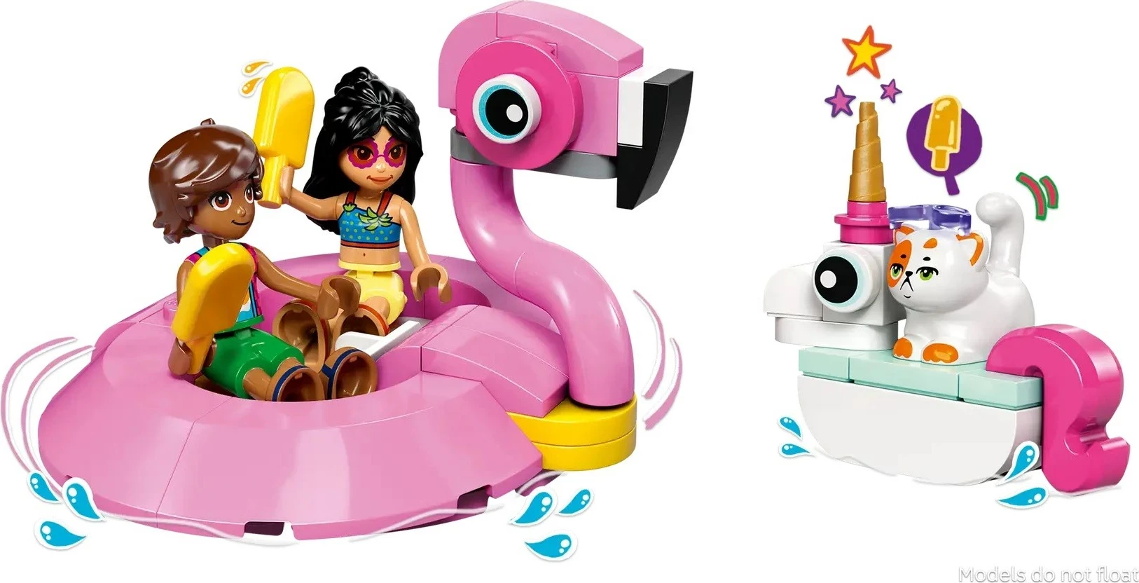 Set igrač za bazensko zabavo z enim samorogom in flamingom LEGO Friends 42658, 99 delov