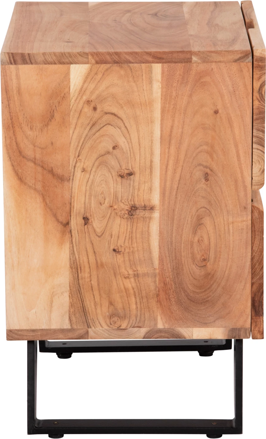 Nočna omarica z 2 predaloma ALICIA FH8360.21 masivni les akacije-kovina 45x35x56Hcm