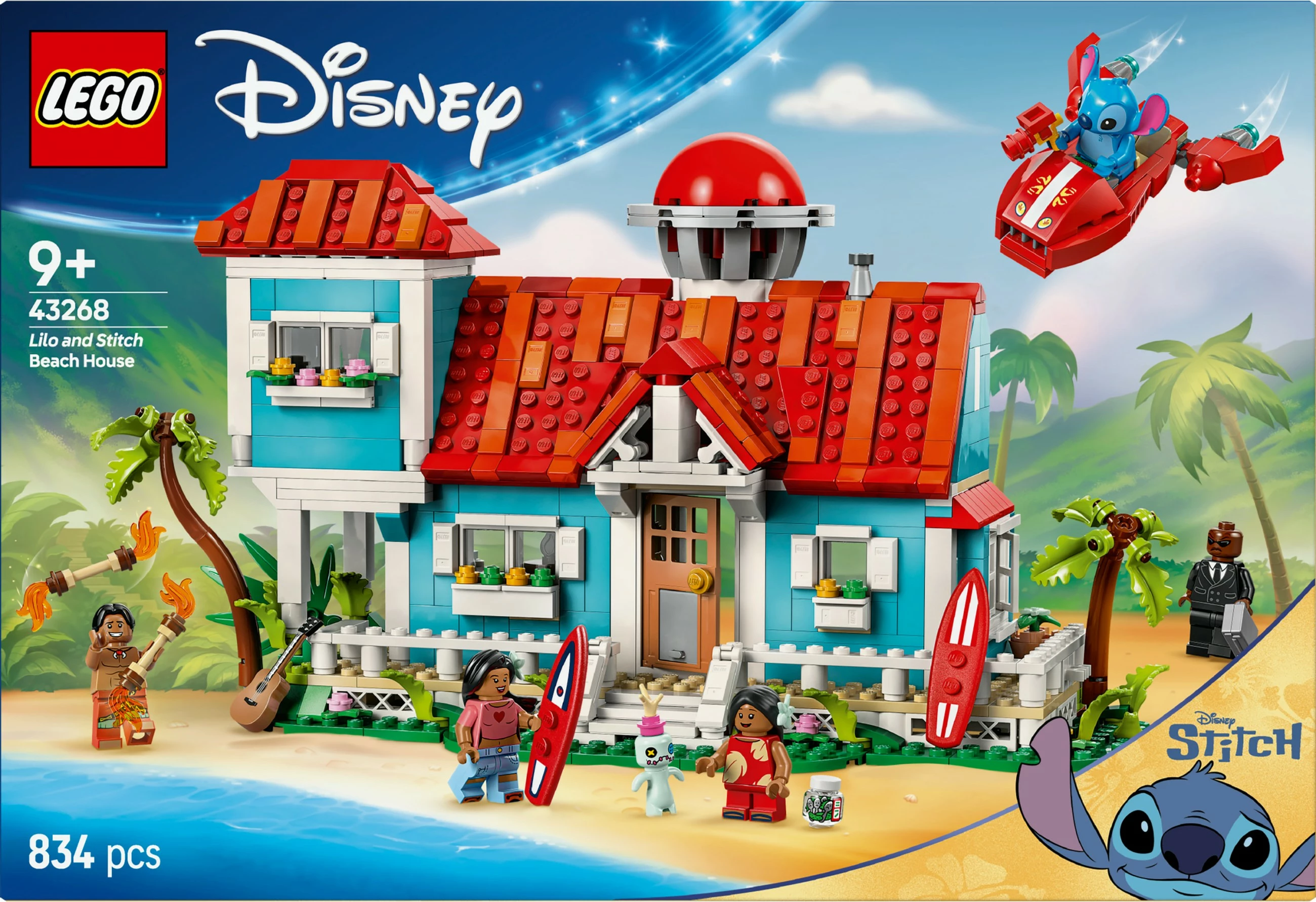 Plažna hiša Lilo in Stitch, komplet gradnje LEGO, 834 kosov, plastika, večbarvno