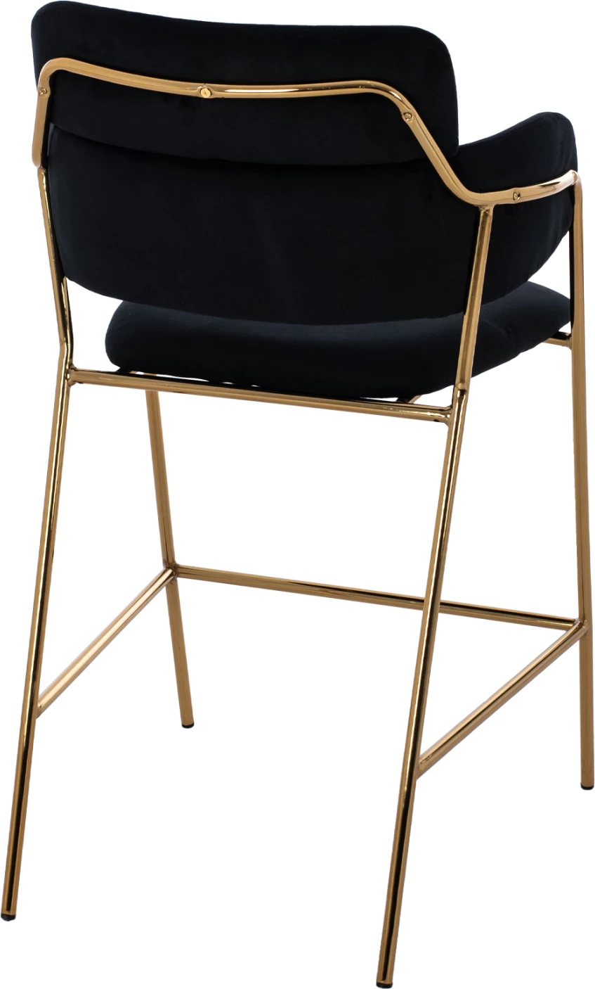 Srednje visok stol FH8735.04 iz žameta črne barve z pozlačenim okvirjem 54x58x95Y cm, set 2 kosov