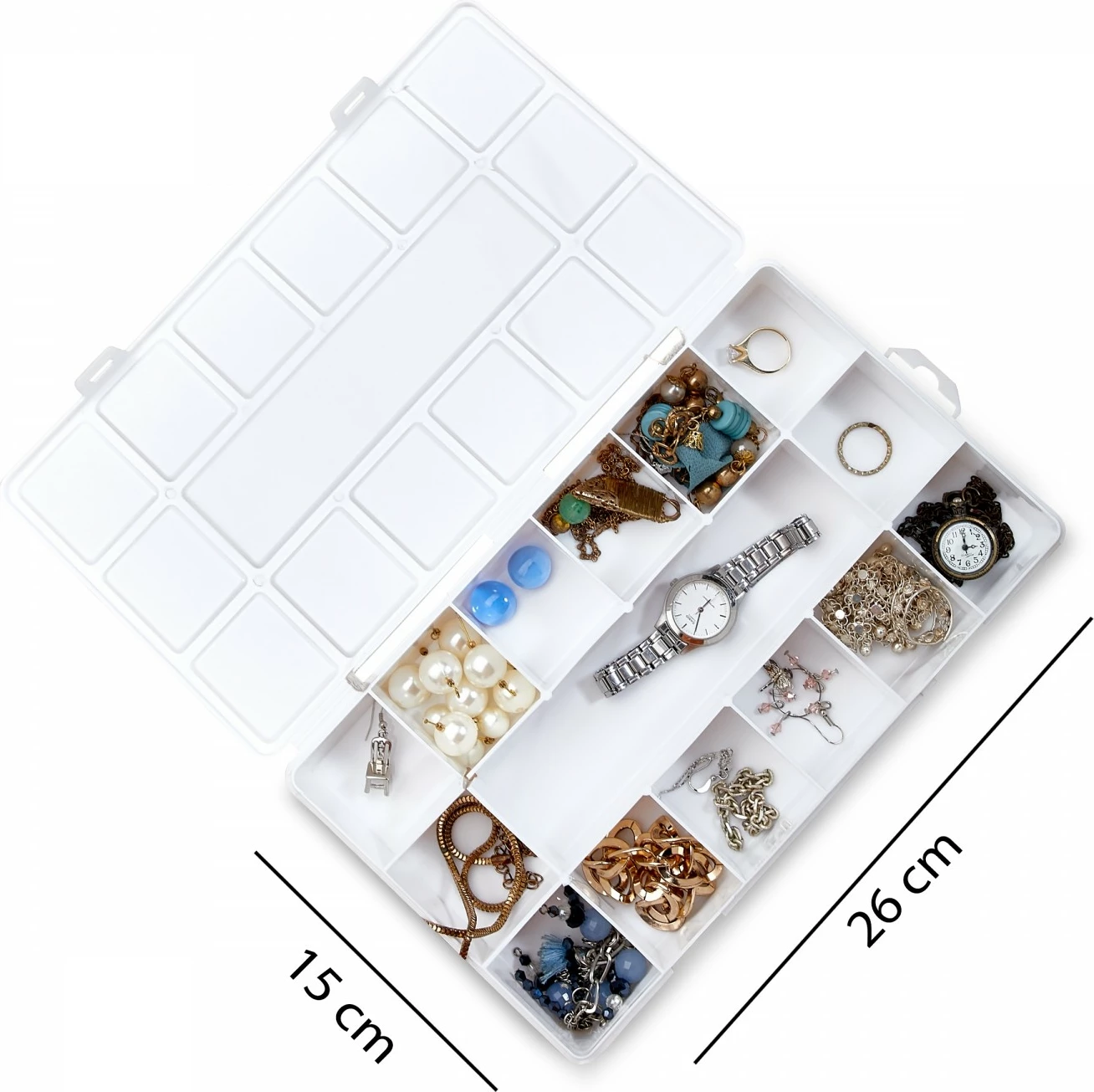 Kompaktna škatla za nakit Aberto, bela, ORG-2016