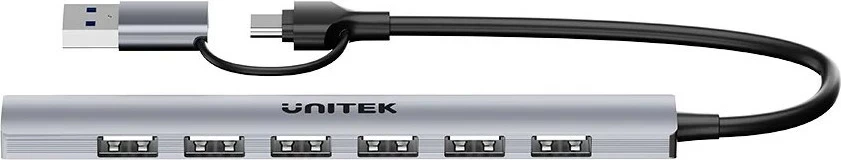 USB razdelilec UNITEK H1209AGY01, 7 vrat, sivo