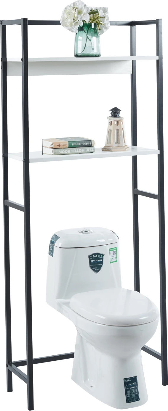 Kopalniški regal HYGI FH18072.02 kovinski okvir v črni barvi-MDF police v beli barvi 64x25x156Hcm