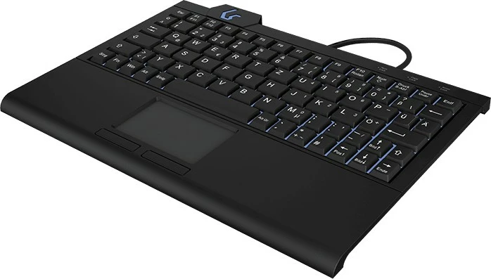 Ultra-kompaktna tipkovnica z vgrajenim touchpadom KeySonic KSK-3210ELU, USB, LED, QWERTZ, črna