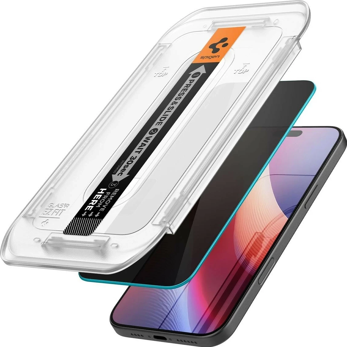 Xham za zasebnost GLAS.TR EZ FIT za Apple iPhone 16 Pro Max, 2-pack, črn - Spigen