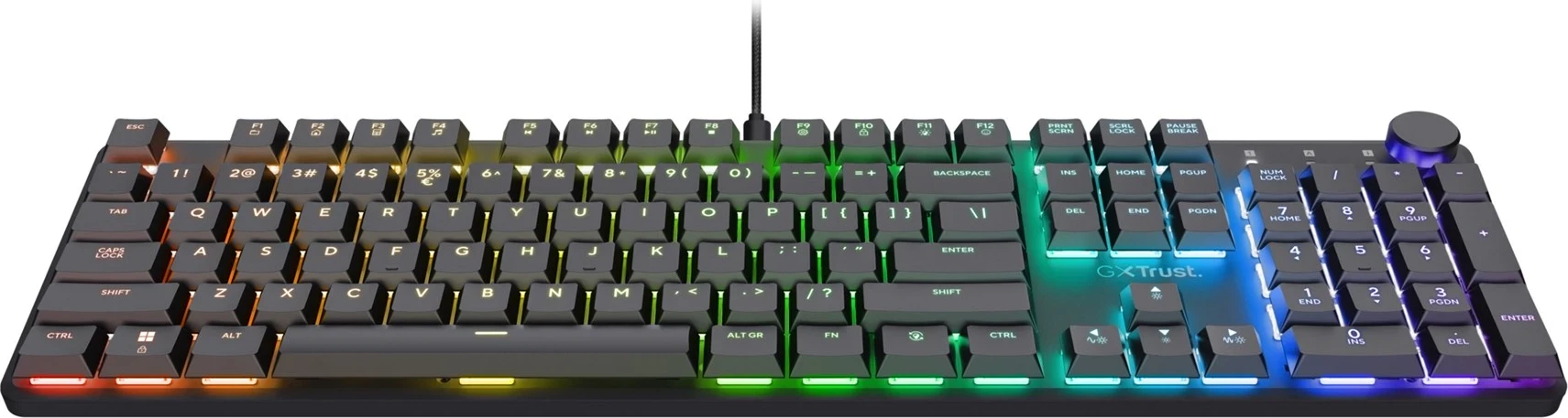 Mehanska igralna tipkovnica z RGB osvetlitvijo Trust GXT 866 TORIX, USB, QWERTY US International, črna