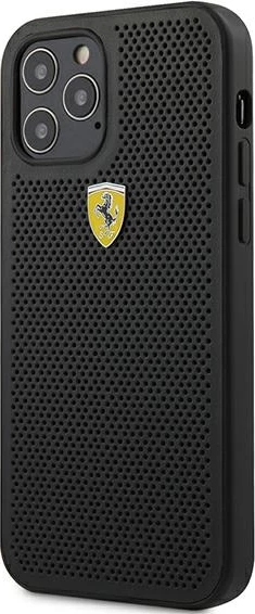 Ekskluziven perforiran ovitek, Ferrari On Track FESPEHCP12MBK za iPhone 12/12 Pro 6,1", črn, trdo ohišje