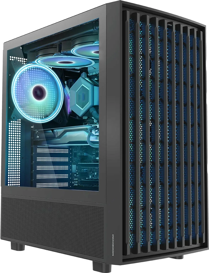 Ohišje MODECOM Breeze ARGB FLOW Midi, ATX, kaljeno steklo, črno