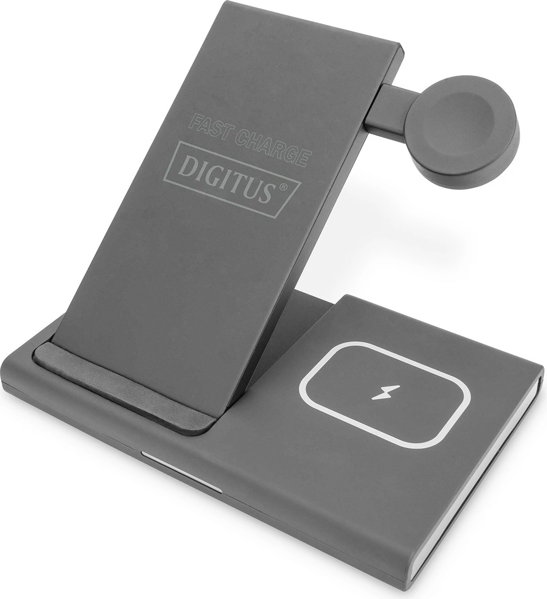 3-v-1 postaja za polnjenje Digitus za iPhone, Apple Watch, AirPods, siva