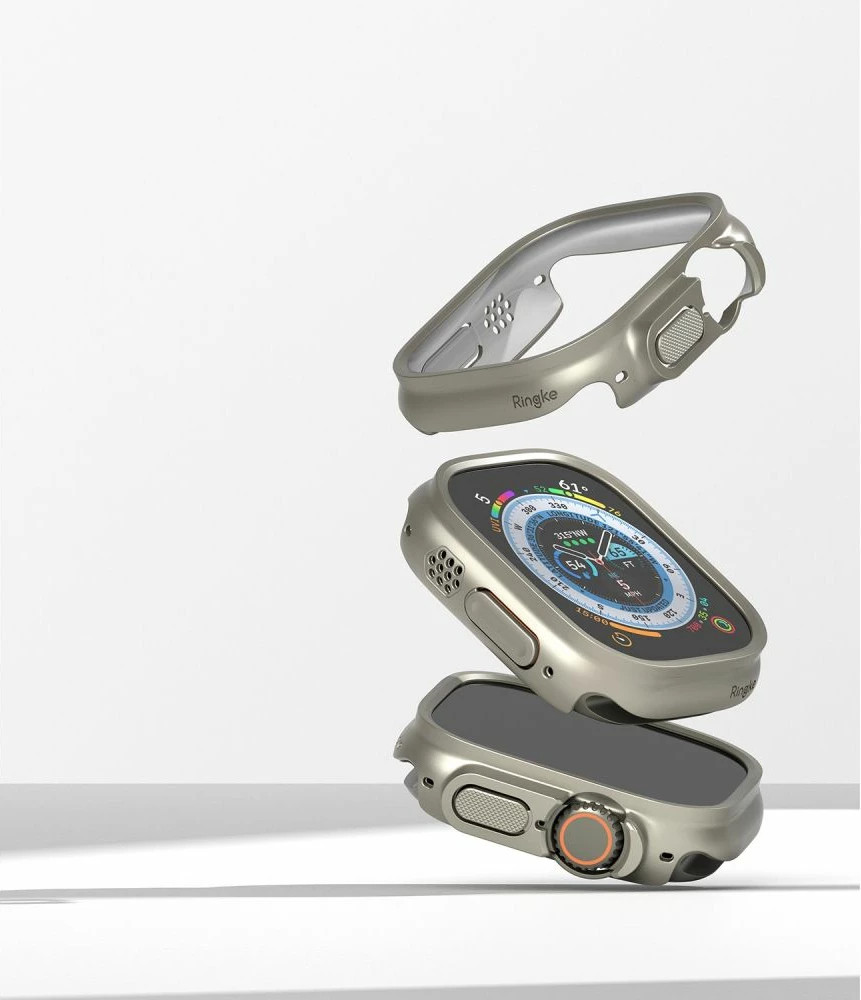 Ovitek Ringke Slim, 2 kosa, za Apple Watch Ultra 49 mm, prozoren in titan