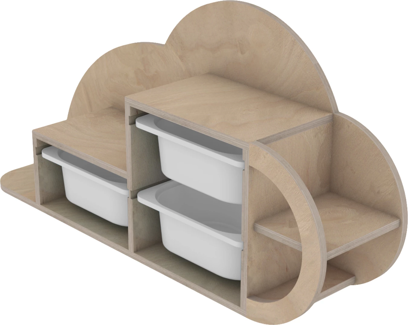 Stenska polica COBB FH18227.03 iz breze v naravni-svetlo modri barvi s plastičnimi predali 98x22,5x48,5H cm