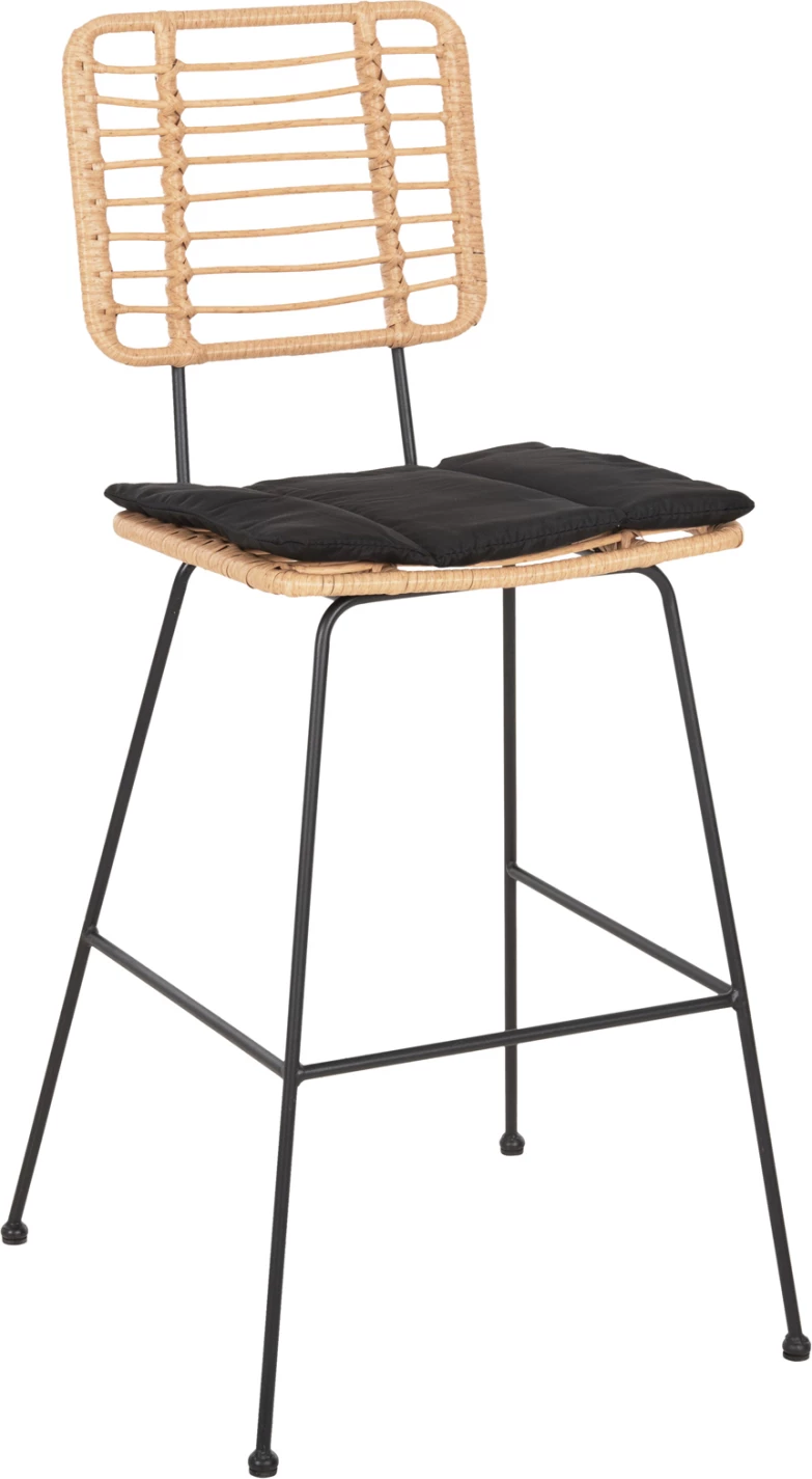 Barski stol Allegra FH5455.11 kovina in blazina črna-pletena bež 56x59x116.5Hcm