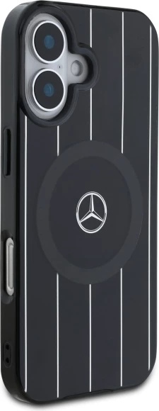 Ovitek za telefon z dvojno plastjo in križanimi črtami MagSafe za iPhone 16, črn, Mercedes MB