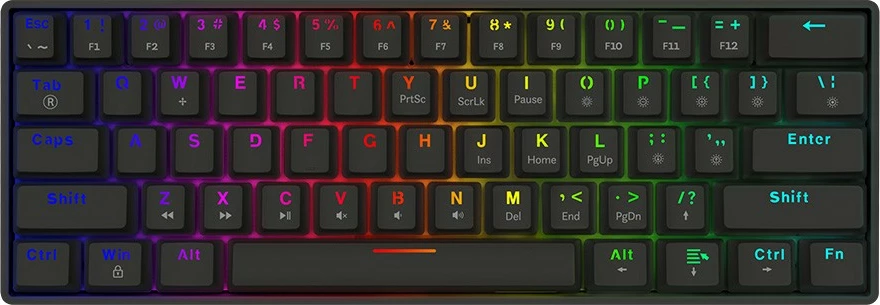 Mehanska tipkovnica, Savio Blackout X2 OUTEMU Brown, 60 %, ARGB, Hot Swap, črna