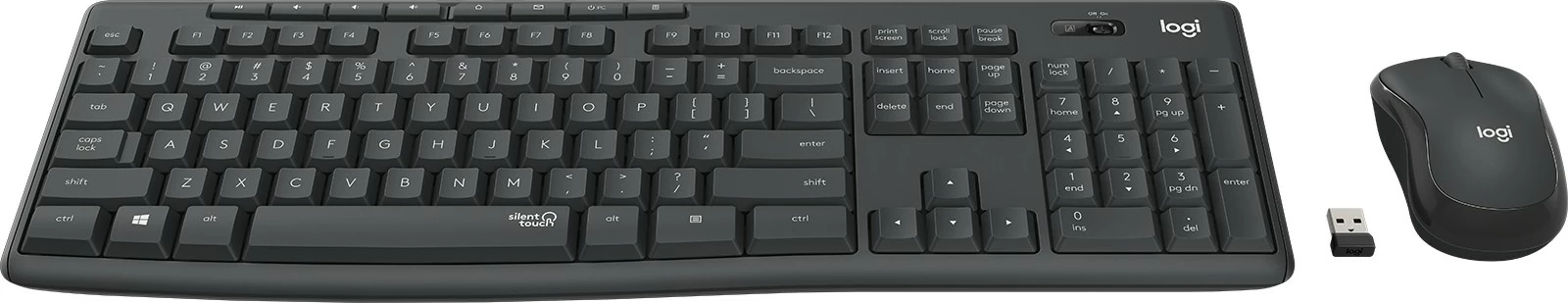 Tiho brezžično tipkovnico in miška Logitech MK295 Silent Wireless, AZERTY, grafit
