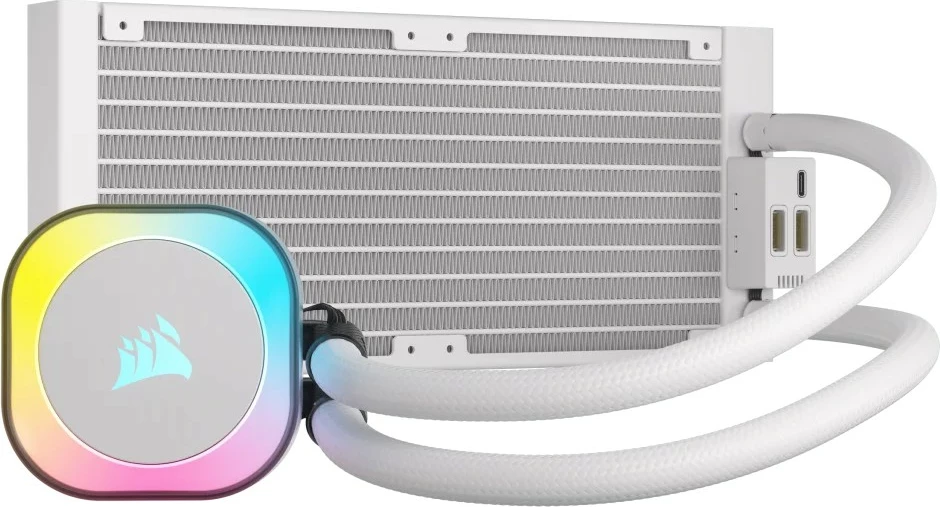 Hibridni hladilnik 240mm, RGB, bel Corsair H100i