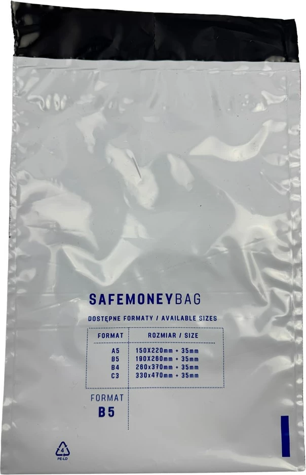Varnostni kuverta SAFEMONEYBAG BESTPAK, 190×260+35 mm, 100 kosov, bela