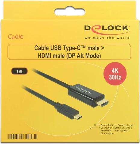Kabel USB Type-C na HDMI DeLOCK 85258, 1 m, zlato