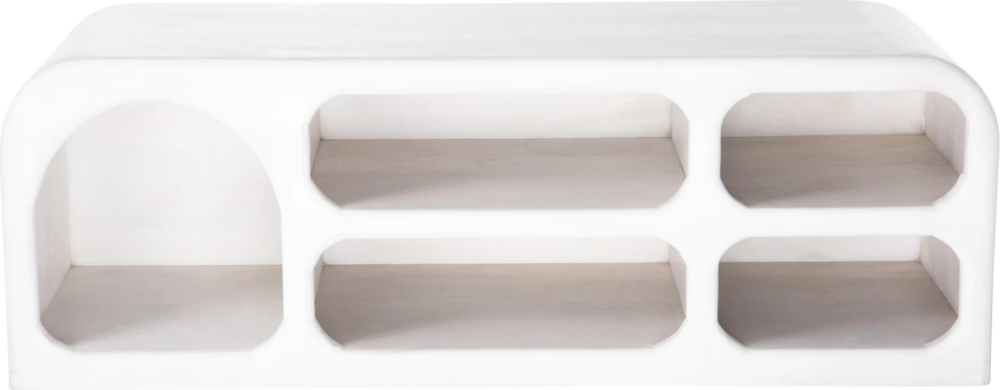 TV omarica HANDYR FH9704 iz masivnega mangovega lesa v beli barvi 130x40x45Hcm