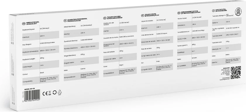 Tipkovnica SAVIO KB-04, QWERTY UK International, z žico, črna