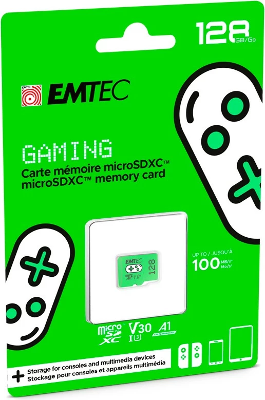 MicroSDXC 128 GB, UHS‑I U3 V30, EMTEC ECMSDM128GXCU3G, zelena