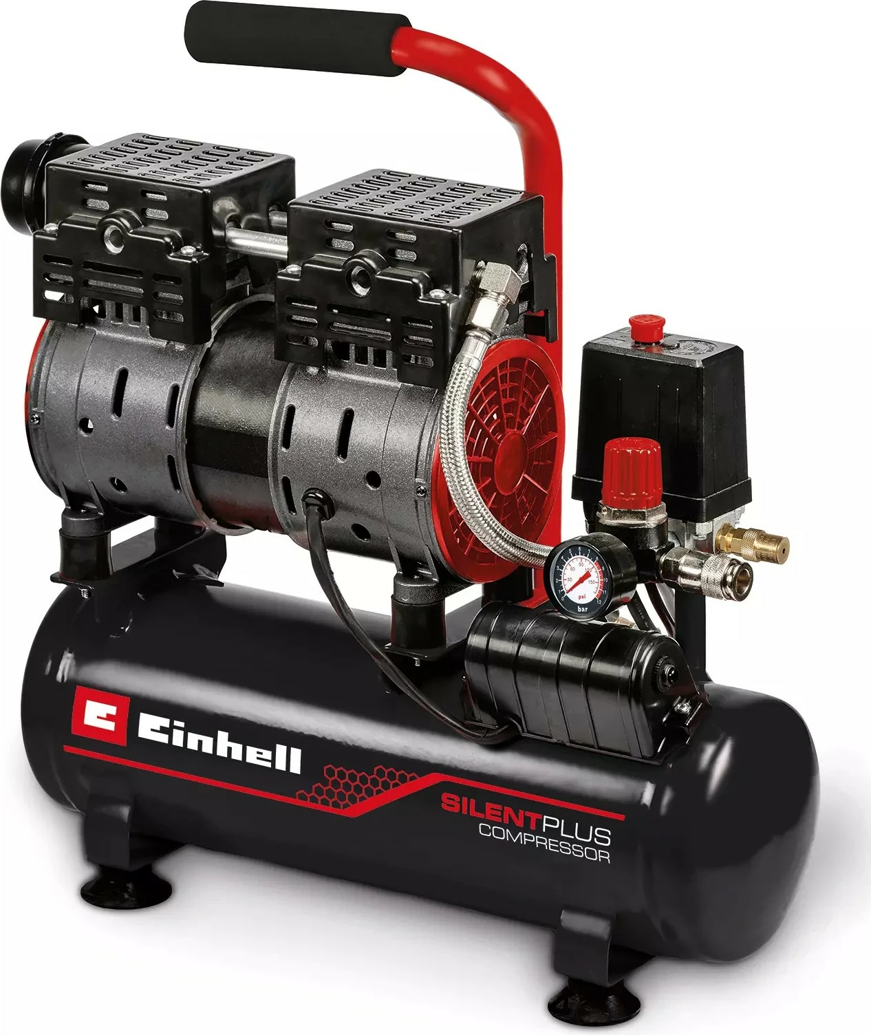 Zračni kompresor Einhell TE-AC 6 Silent, 6 L, 8 bar, 550 W, črno/rdeč