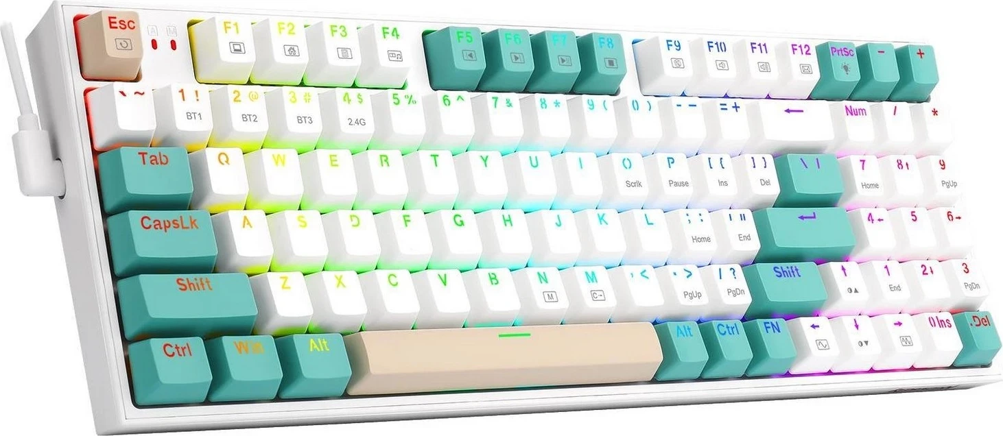 Mehanska tipkovnica Redragon K643WGC-RGB-PRO, RGB, brezžična/žična, bela