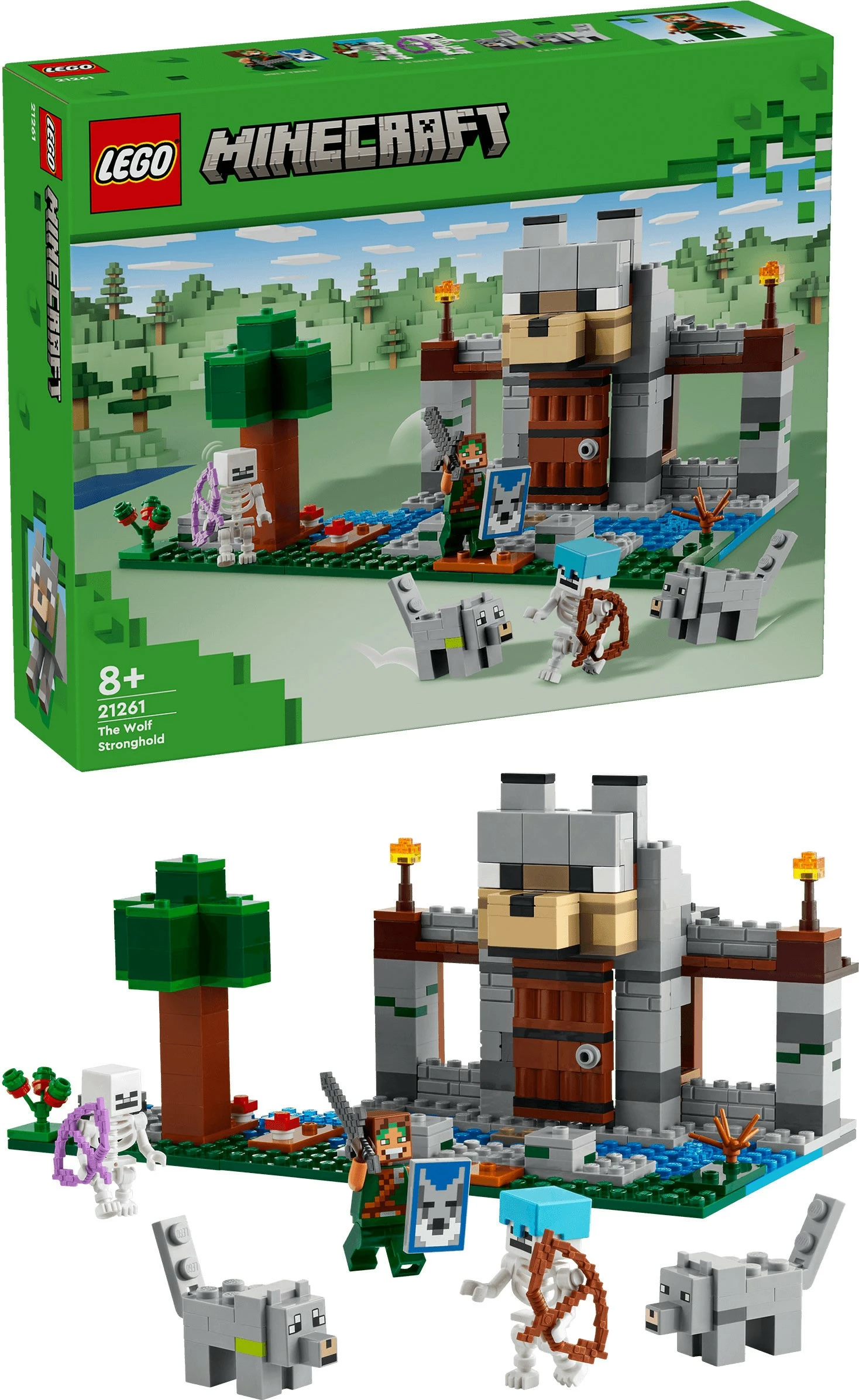 Set za gradnjo LEGO Minecraft Die Wolfsfestung 21261, večbarven