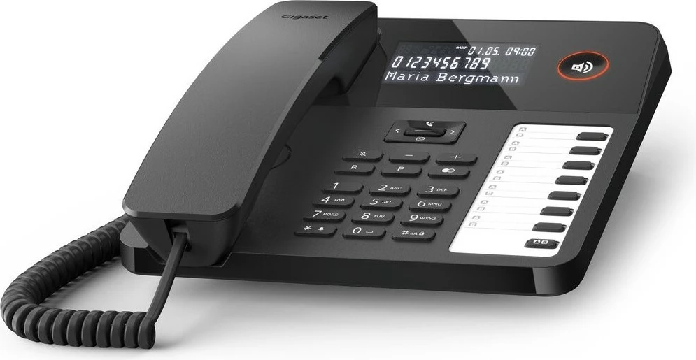 Fiksni telefon Gigaset DESK 600, analogni, 100 stikov, LCD zaslon, črn
