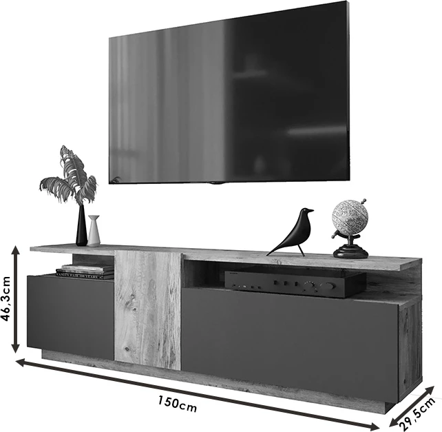 TV omarica Elana sonoma-anthracite 150x29,5x46,3 cm