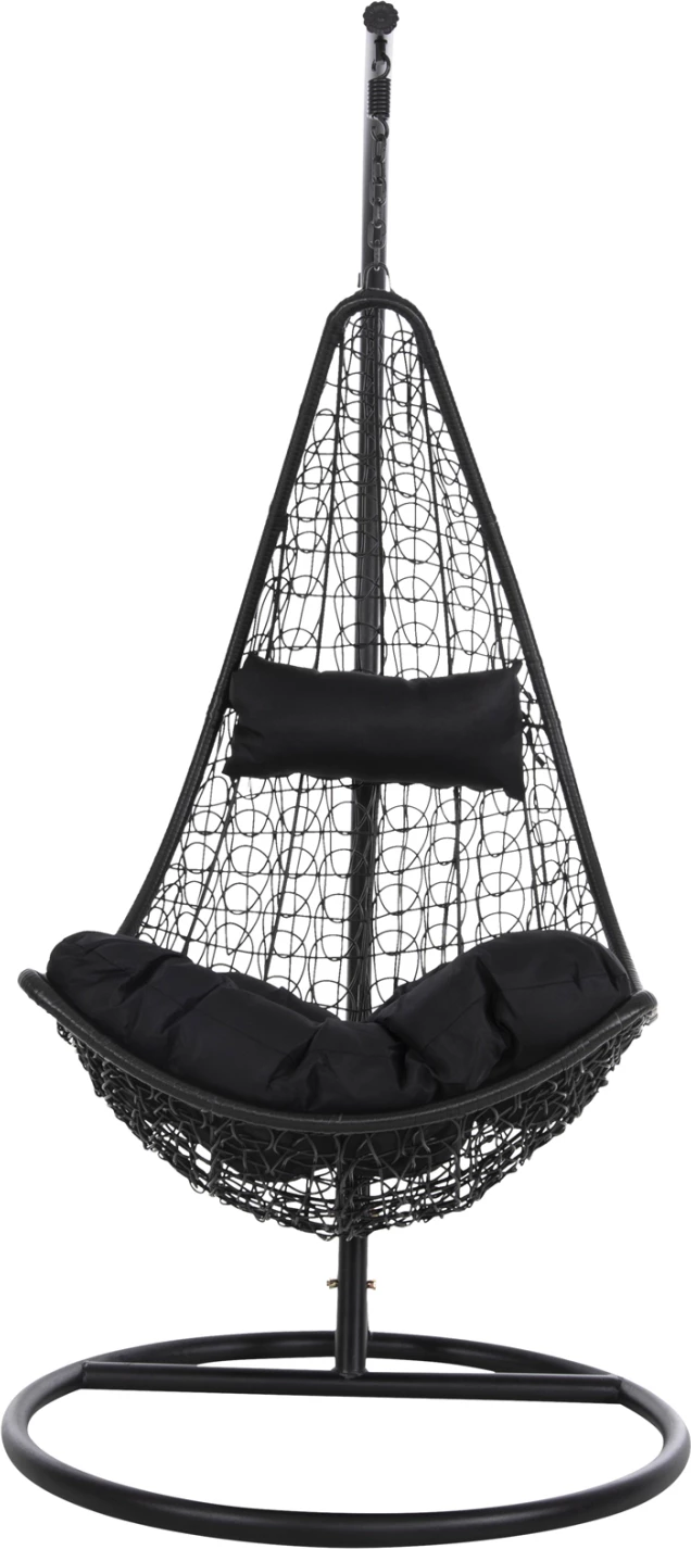 Viseče gnezdo MILLIE FH5996.02 kovinsko-sintetični ratan in blazine v črni barvi Φ95x195Hcm
