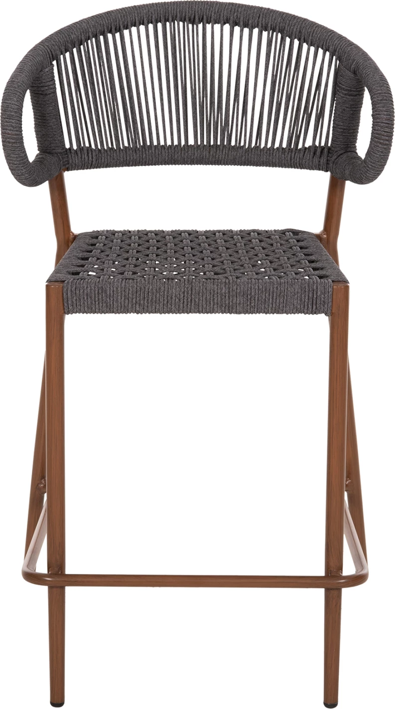 Barski stol srednje višine EULO FH6087.01 aluminij v oreh-sintetični ratan v sivi 60x60x99H cm