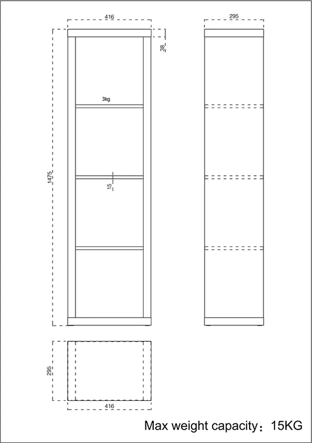 Polica za knjige KIVOS 41,6, barva sonoma, 41,6x29,5x147,5 cm