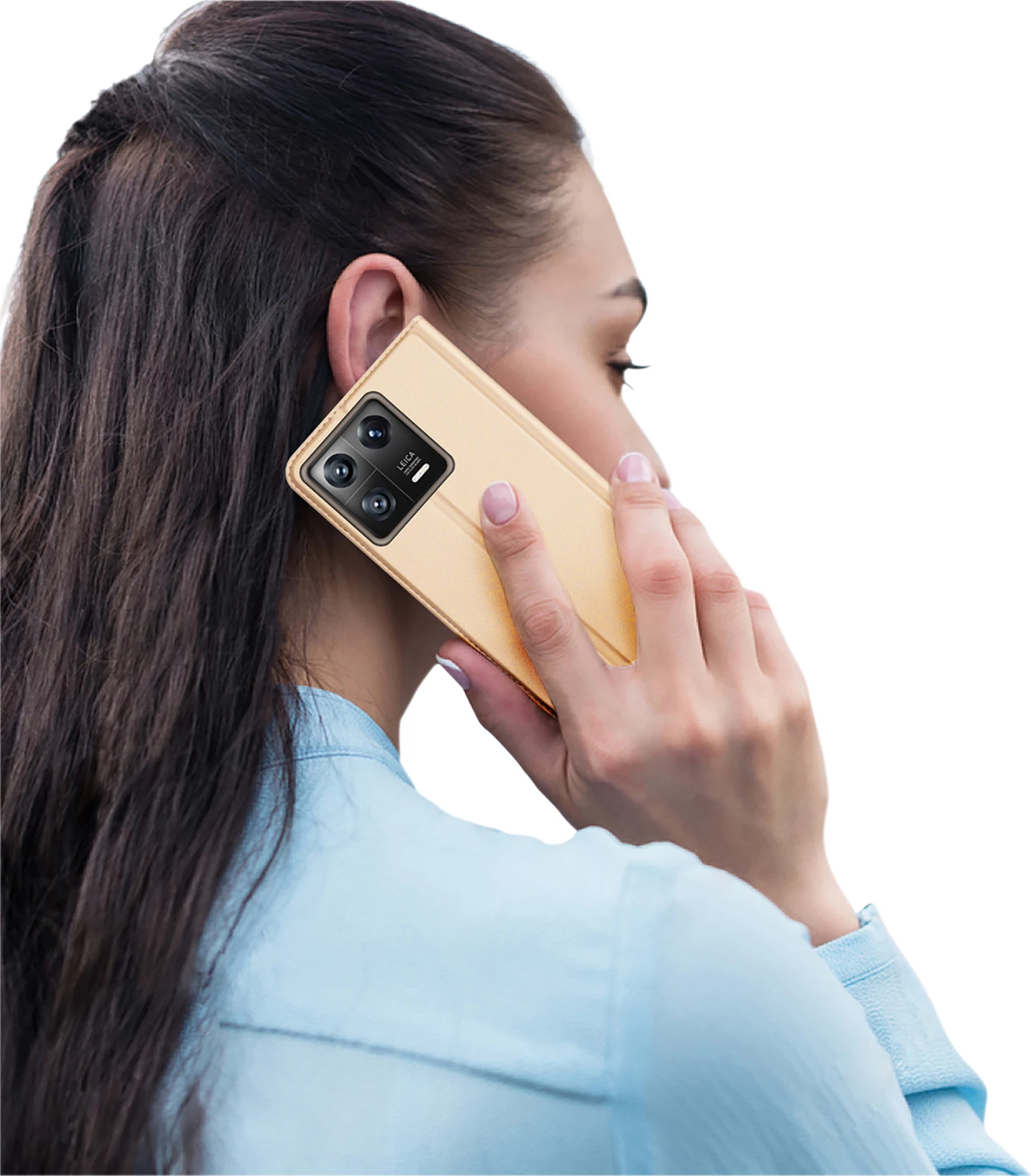 Ovitek za telefon z pokrovom, žepom za kartico in funkcijo stojala, zlati — Dux Ducis Skin Pro za Xiaomi 13
