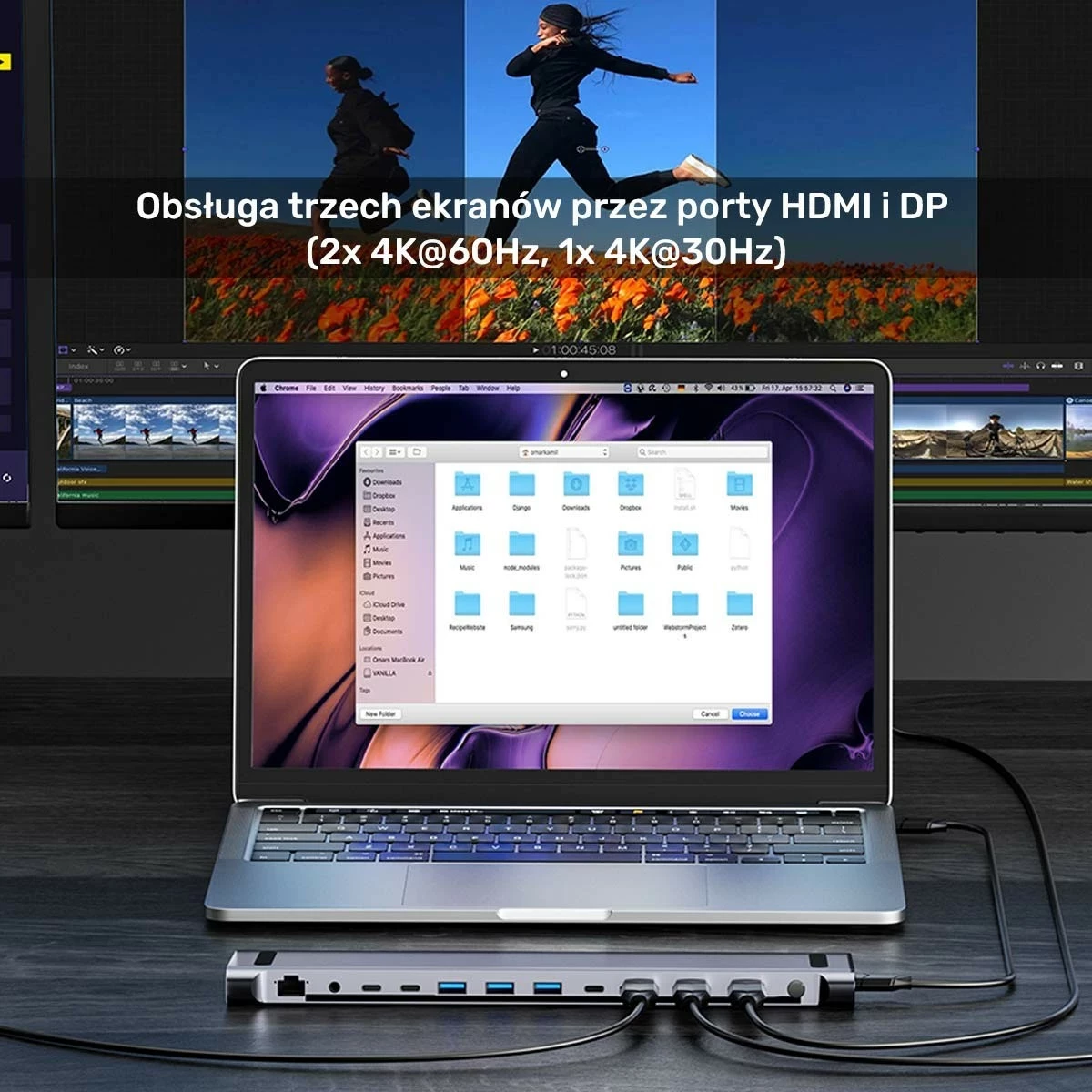 KVM stikalo Unitek, 2x HDMI 4K, 1x DisplayPort, USB-C, PD 100W, sivo