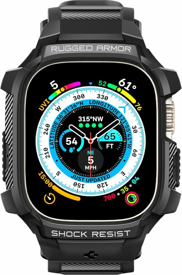 Ovitek za Apple Watch Ultra 49 mm, Spigen Rugged Armor Pro, črn