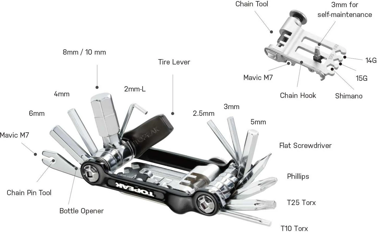 Večfunkcijski ključ Topeak Mini 20 Pro, črn