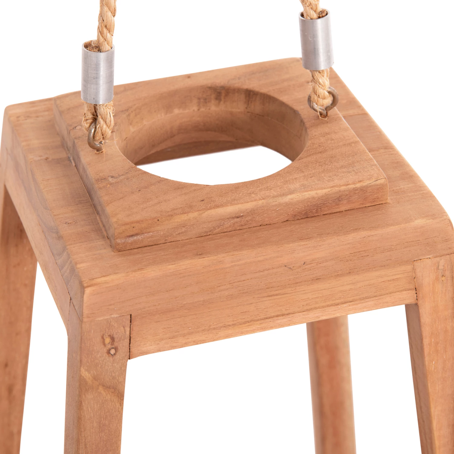 Dekorativna namizna lanterna za sveče, teak les, naravna barva, FH4584, 25x25x39-67H cm