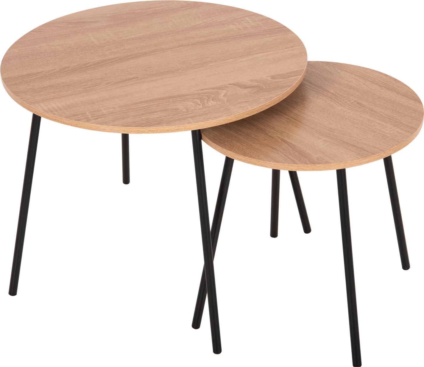 Klubske mizice 2 kosa okrogle v bakreni barvi FH9878.01 melamin v sonoma-črni kovini Φ55x45Hcm