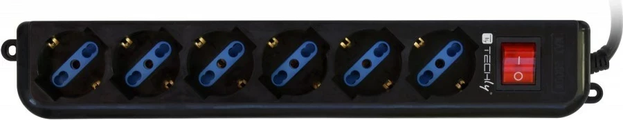 Rokavina z 6 vtičnicami Techly Power Strip, 1,5 m, črn