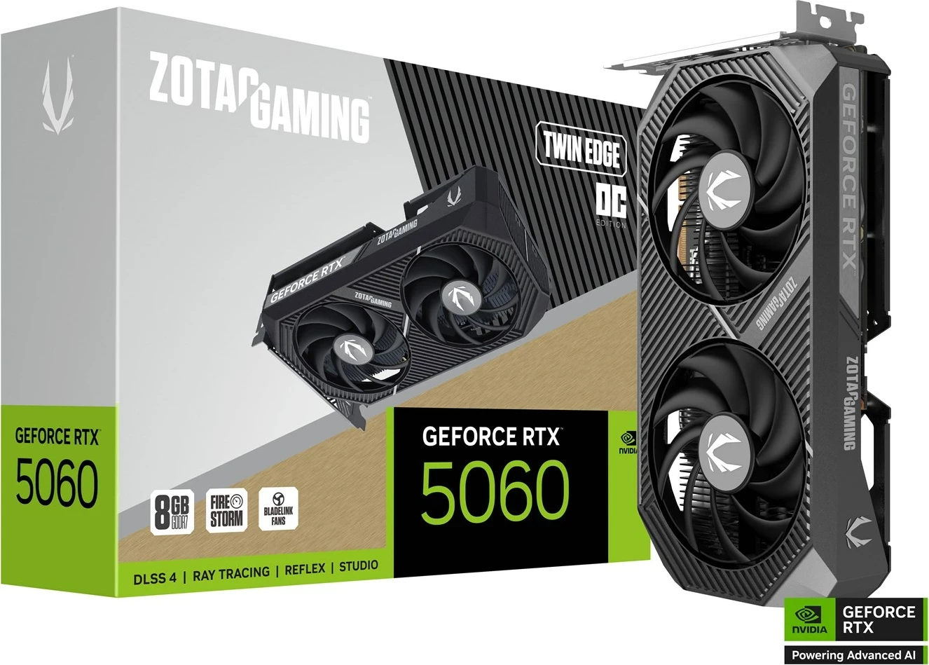 Grafična kartica ZOTAC GAMING GeForce RTX 5060 Twin Edge OC, 8 GB GDDR7, črna