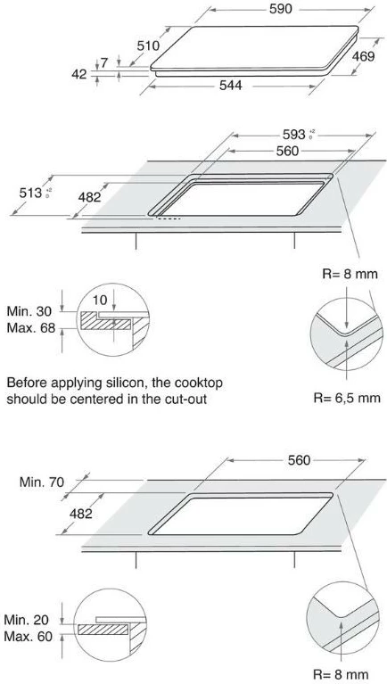 Plinska kuhalna plošča, Whirlpool AKT616NB, 4 gorilniki, steklo, črna