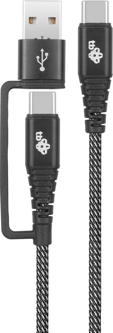 Kabel 2-v-1 TB USB C v USB C s priključkom USB A, 1,2 m, črn