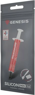 Toplotno prevodno pasto Natec GENESIS Silicon 900, 2 g, z lopatico in krpo, rdeča