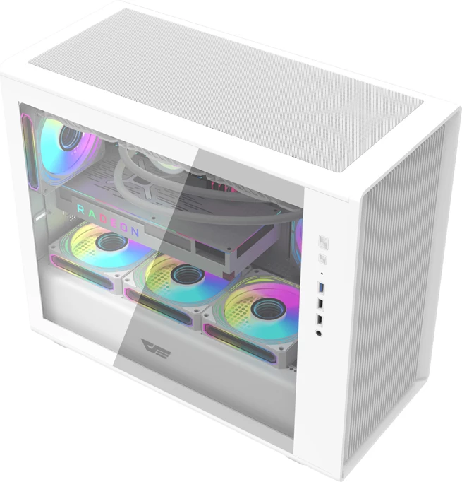 Računalniško ohišje Darkflash DB460M, M-ATX/ITX, do 12 ventilatorjev / radiator 360 mm, 2x HDD 3,5" 2x SSD 2,5", belo