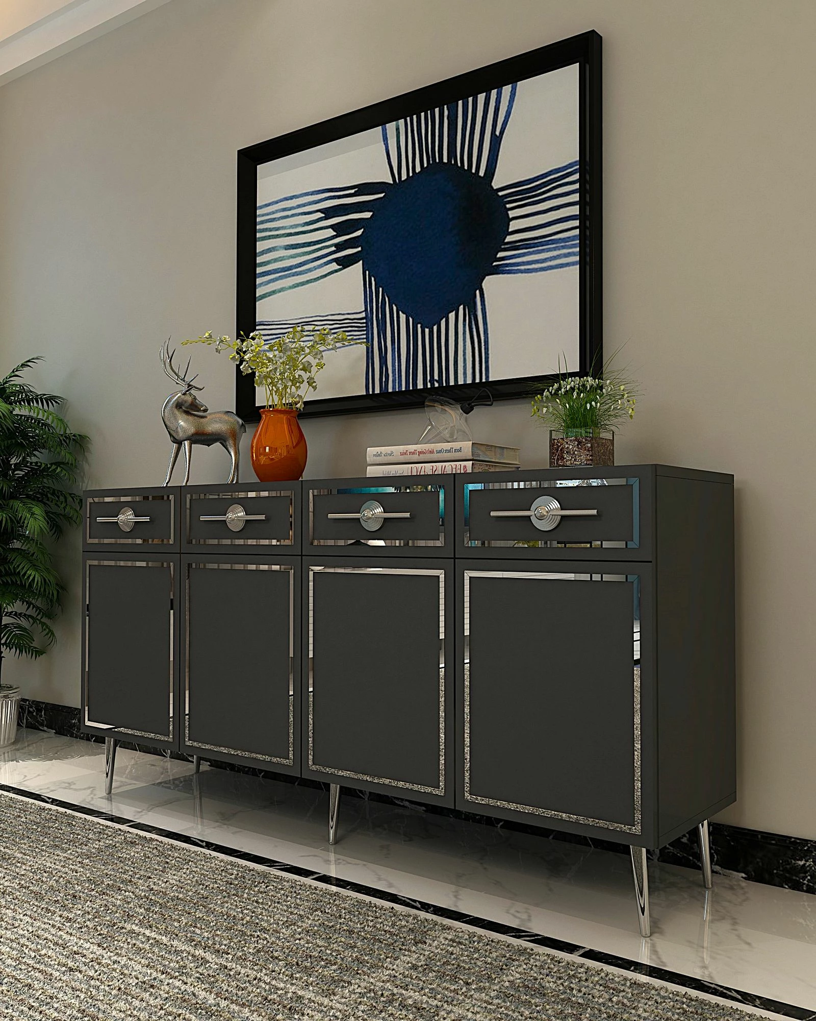 Konzola (antracit in srebrna) Belly KB150 Skye Decor