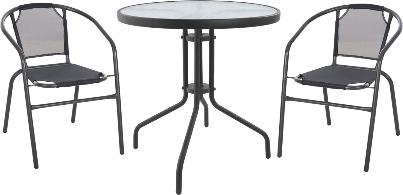 Zunanji set 3 kosov FH10711 sivo kovinsko-varnostno steklo-sivo tekstil